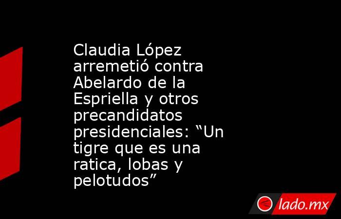 Claudia López arremetió contra Abelardo de la Espriella y otros precandidatos presidenciales: “Un tigre que es una ratica, lobas y pelotudos” . Noticias en tiempo real