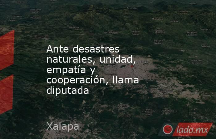Ante desastres naturales, unidad, empatía y cooperación, llama diputada. Noticias en tiempo real