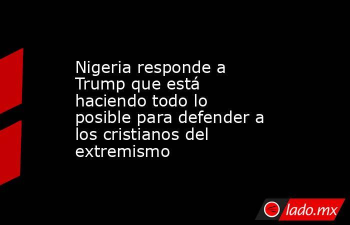 Nigeria responde a Trump que está haciendo todo lo posible para defender a los cristianos del extremismo. Noticias en tiempo real