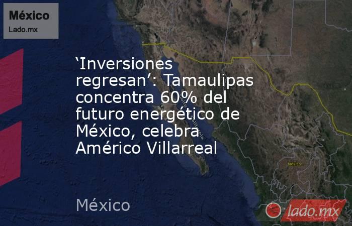 ‘Inversiones regresan’: Tamaulipas concentra 60% del futuro energético de México, celebra Américo Villarreal. Noticias en tiempo real
