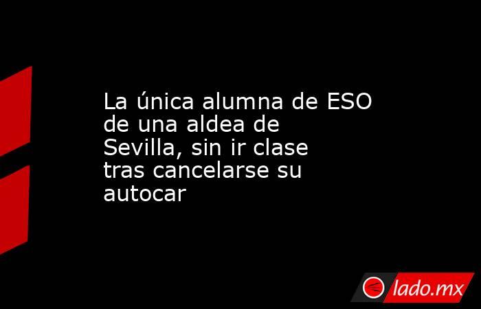 La única alumna de ESO de una aldea de Sevilla, sin ir clase tras cancelarse su autocar. Noticias en tiempo real