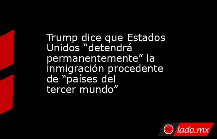 Trump dice que Estados Unidos “detendrá permanentemente” la inmigración procedente de “países del tercer mundo”. Noticias en tiempo real