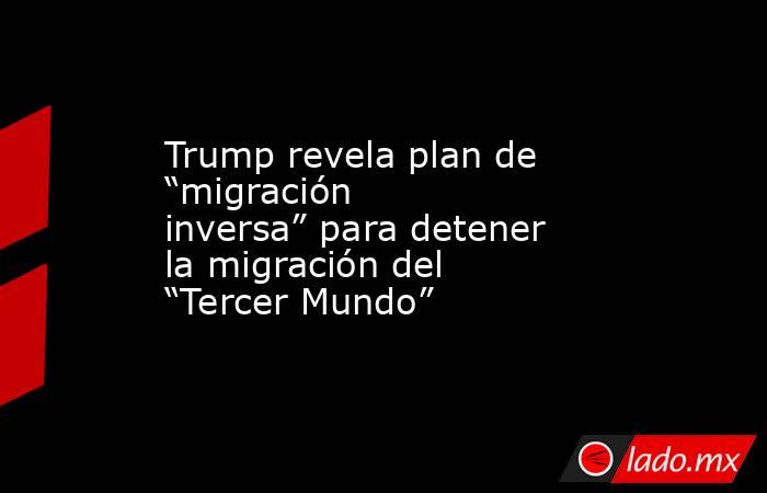 Trump revela plan de “migración inversa” para detener la migración del “Tercer Mundo”. Noticias en tiempo real