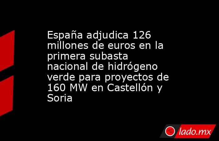 España adjudica 126 millones de euros en la primera subasta nacional de hidrógeno verde para proyectos de 160 MW en Castellón y Soria. Noticias en tiempo real