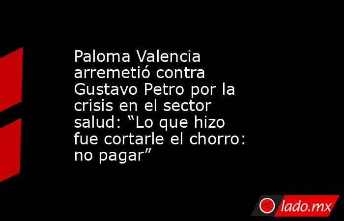 Paloma Valencia arremetió contra Gustavo Petro por la crisis en el sector salud: “Lo que hizo fue cortarle el chorro: no pagar”. Noticias en tiempo real