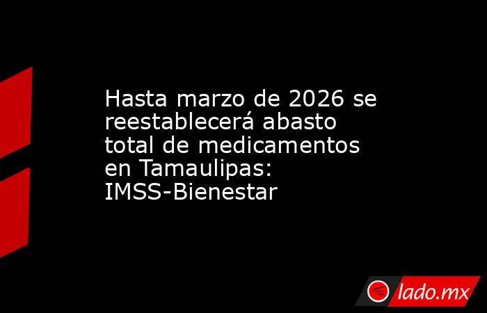Hasta marzo de 2026 se reestablecerá abasto total de medicamentos en Tamaulipas: IMSS-Bienestar. Noticias en tiempo real