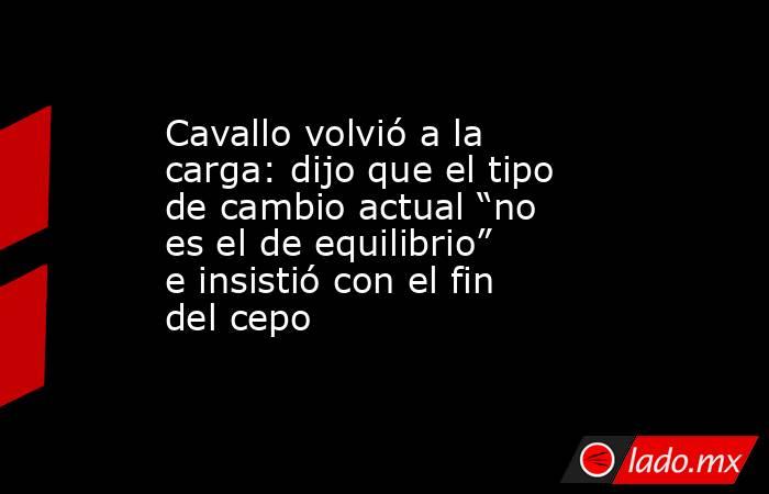 Cavallo volvió a la carga: dijo que el tipo de cambio actual “no es el de equilibrio” e insistió con el fin del cepo. Noticias en tiempo real