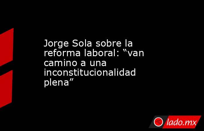 Jorge Sola sobre la reforma laboral: “van camino a una inconstitucionalidad plena”. Noticias en tiempo real