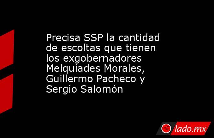 Precisa SSP la cantidad de escoltas que tienen los exgobernadores Melquiades Morales, Guillermo Pacheco y Sergio Salomón. Noticias en tiempo real