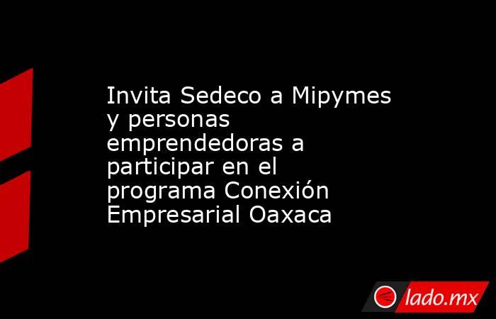 Invita Sedeco a Mipymes y personas emprendedoras a participar en el programa Conexión Empresarial Oaxaca. Noticias en tiempo real