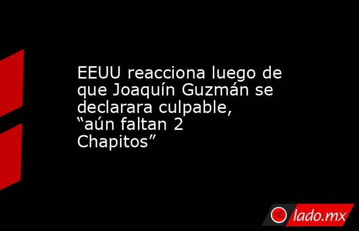 EEUU reacciona luego de que Joaquín Guzmán se declarara culpable, “aún faltan 2 Chapitos”. Noticias en tiempo real