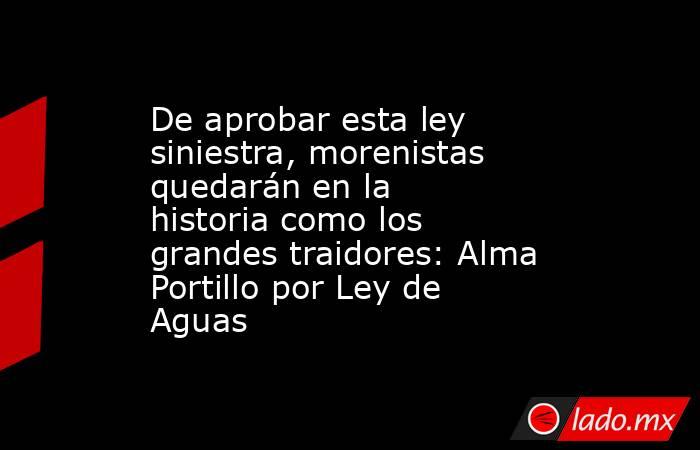 De aprobar esta ley siniestra, morenistas quedarán en la historia como los grandes traidores: Alma Portillo por Ley de Aguas. Noticias en tiempo real
