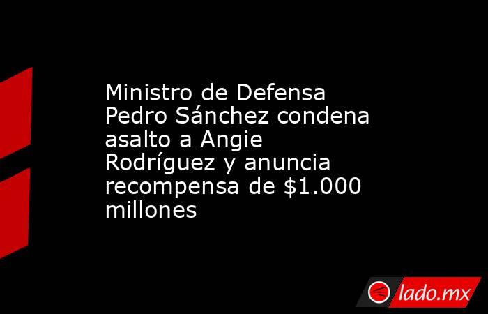 Ministro de Defensa Pedro Sánchez condena asalto a Angie Rodríguez y anuncia recompensa de $1.000 millones. Noticias en tiempo real