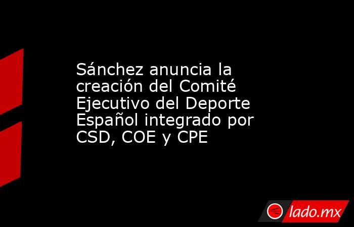 Sánchez anuncia la creación del Comité Ejecutivo del Deporte Español integrado por CSD, COE y CPE. Noticias en tiempo real