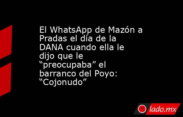 El WhatsApp de Mazón a Pradas el día de la DANA cuando ella le dijo que le “preocupaba” el barranco del Poyo: “Cojonudo” . Noticias en tiempo real