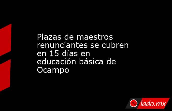 Plazas de maestros renunciantes se cubren en 15 días en educación básica de Ocampo. Noticias en tiempo real