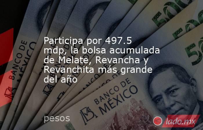 Participa por 497.5 mdp, la bolsa acumulada de Melate, Revancha y Revanchita más grande del año. Noticias en tiempo real