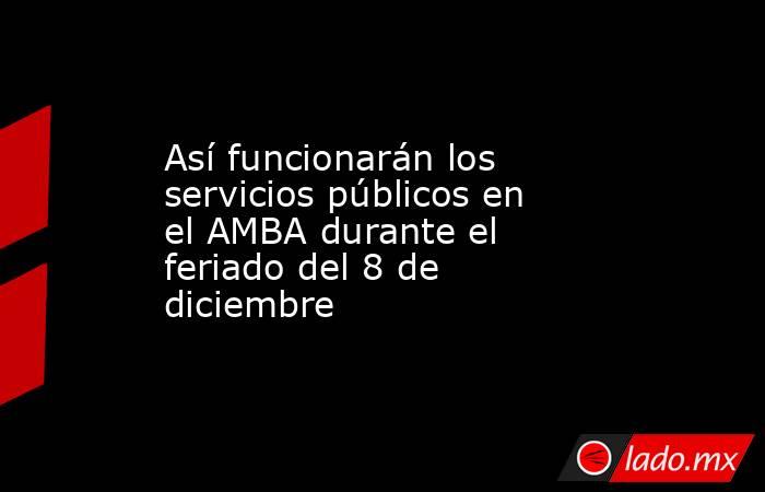 Así funcionarán los servicios públicos en el AMBA durante el feriado del 8 de diciembre . Noticias en tiempo real