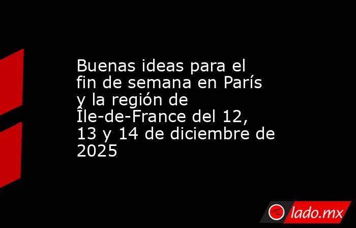 Buenas ideas para el fin de semana en París y la región de Île-de-France del 12, 13 y 14 de diciembre de 2025. Noticias en tiempo real