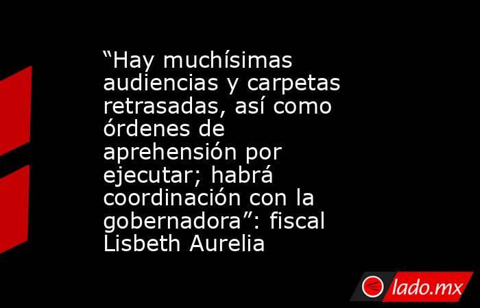 “Hay muchísimas audiencias y carpetas retrasadas, así como órdenes de aprehensión por ejecutar; habrá coordinación con la gobernadora”: fiscal Lisbeth Aurelia. Noticias en tiempo real