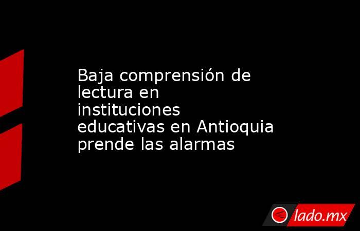 Baja comprensión de lectura en instituciones educativas en Antioquia prende las alarmas . Noticias en tiempo real