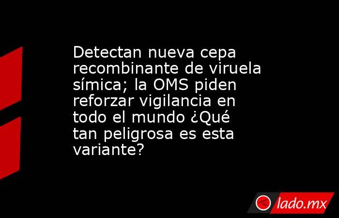 Detectan nueva cepa recombinante de viruela símica; la OMS piden reforzar vigilancia en todo el mundo ¿Qué tan peligrosa es esta variante?. Noticias en tiempo real