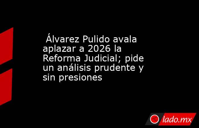  Álvarez Pulido avala aplazar a 2026 la Reforma Judicial; pide un análisis prudente y sin presiones. Noticias en tiempo real