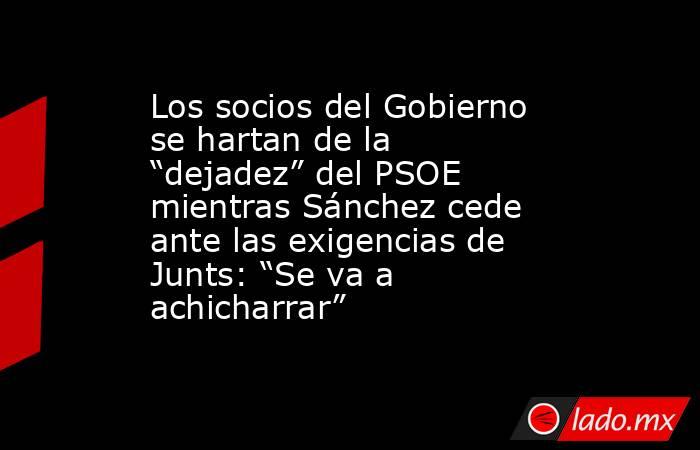 Los socios del Gobierno se hartan de la “dejadez” del PSOE mientras Sánchez cede ante las exigencias de Junts: “Se va a achicharrar” . Noticias en tiempo real