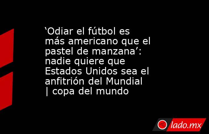 ‘Odiar el fútbol es más americano que el pastel de manzana’: nadie quiere que Estados Unidos sea el anfitrión del Mundial | copa del mundo. Noticias en tiempo real