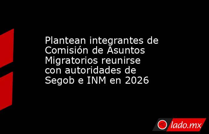 Plantean integrantes de Comisión de Asuntos Migratorios reunirse con autoridades de Segob e INM en 2026. Noticias en tiempo real