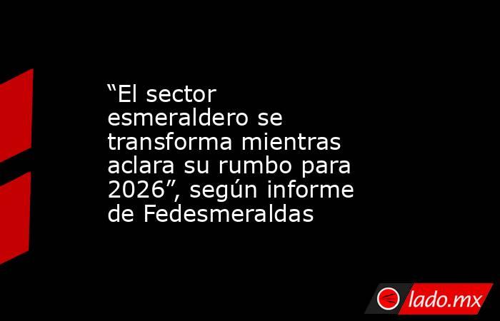 “El sector esmeraldero se transforma mientras aclara su rumbo para 2026”, según informe de Fedesmeraldas. Noticias en tiempo real