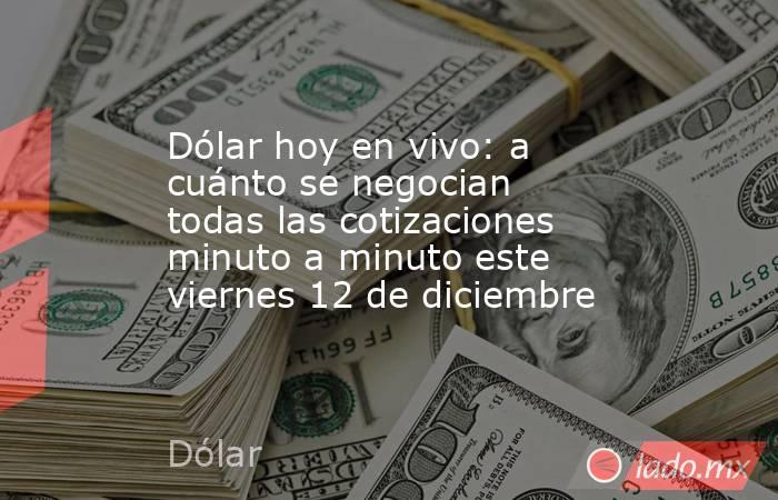 Dólar hoy en vivo: a cuánto se negocian todas las cotizaciones minuto a minuto este viernes 12 de diciembre. Noticias en tiempo real
