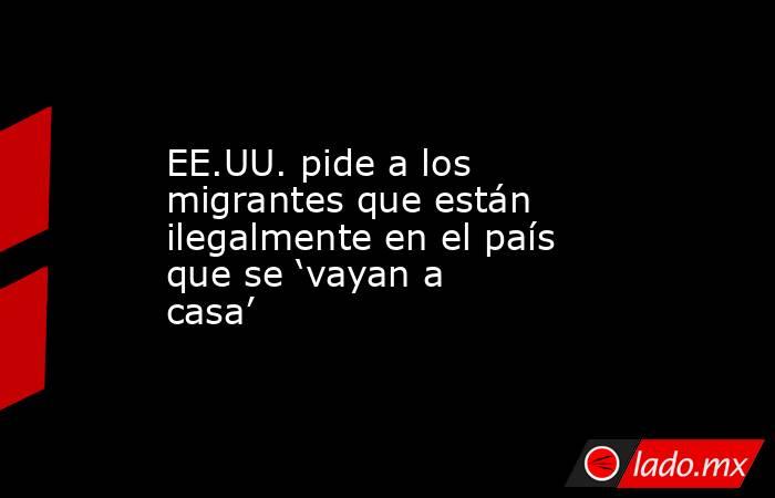 EE.UU. pide a los migrantes que están ilegalmente en el país que se ‘vayan a casa’. Noticias en tiempo real