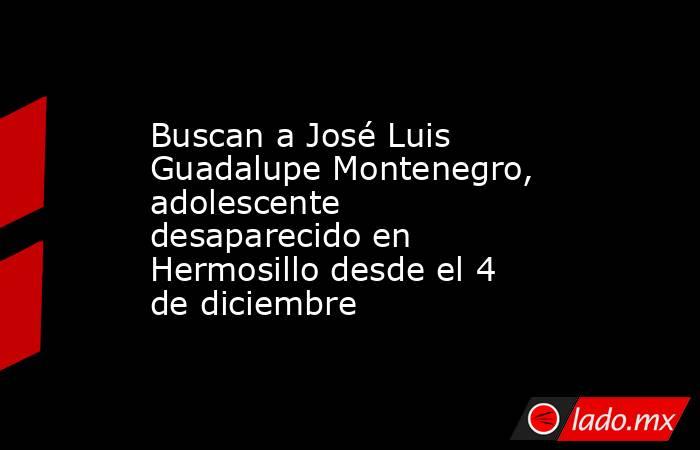 Buscan a José Luis Guadalupe Montenegro, adolescente desaparecido en Hermosillo desde el 4 de diciembre. Noticias en tiempo real