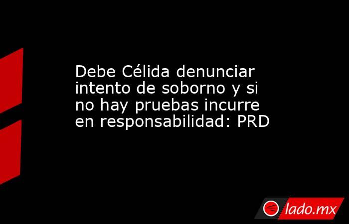 Debe Célida denunciar intento de soborno y si no hay pruebas incurre en responsabilidad: PRD. Noticias en tiempo real