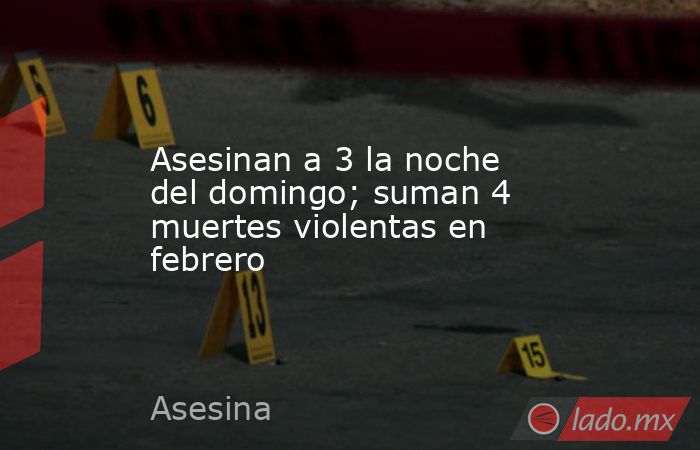 Asesinan a 3 la noche del domingo; suman 4 muertes violentas en febrero. Noticias en tiempo real