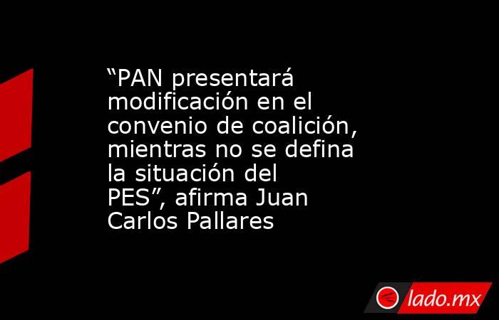 “PAN presentará modificación en el convenio de coalición, mientras no se defina la situación del PES”, afirma Juan Carlos Pallares. Noticias en tiempo real