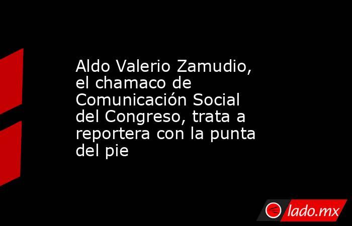 Aldo Valerio Zamudio, el chamaco de Comunicación Social del Congreso, trata a reportera con la punta del pie. Noticias en tiempo real