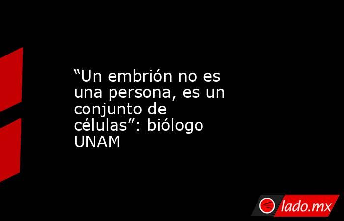 “Un embrión no es una persona, es un conjunto de células”: biólogo UNAM. Noticias en tiempo real