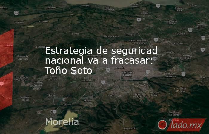 Estrategia de seguridad nacional va a fracasar: Toño Soto. Noticias en tiempo real