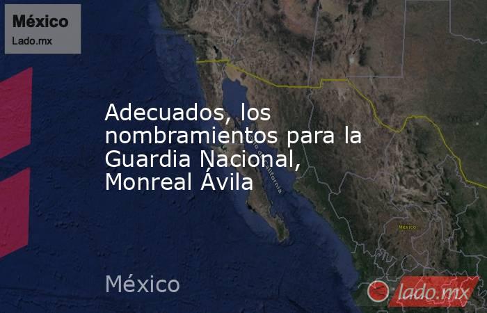 Adecuados, los nombramientos para la Guardia Nacional, Monreal Ávila. Noticias en tiempo real