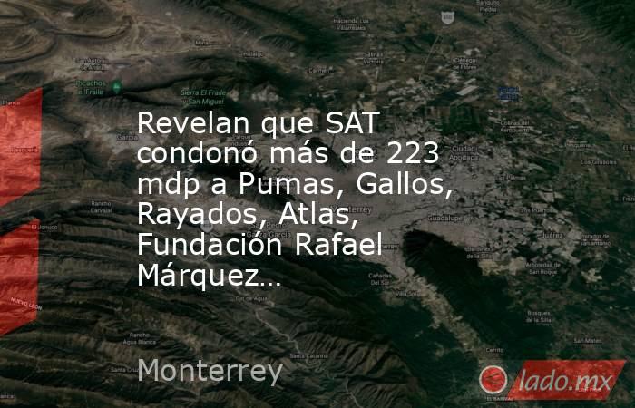 Revelan que SAT condonó más de 223 mdp a Pumas, Gallos, Rayados, Atlas, Fundación Rafael Márquez…. Noticias en tiempo real