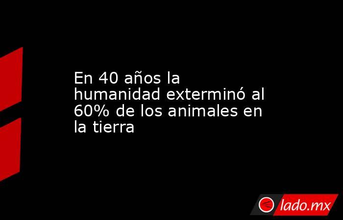 En 40 años la humanidad exterminó al 60% de los animales en la tierra. Noticias en tiempo real