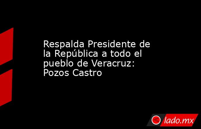 Respalda Presidente de la República a todo el pueblo de Veracruz: Pozos Castro. Noticias en tiempo real