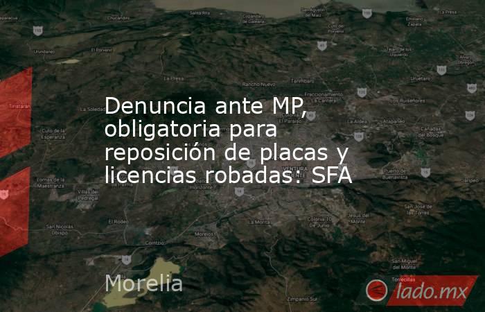 Denuncia ante MP, obligatoria para reposición de placas y licencias robadas: SFA. Noticias en tiempo real