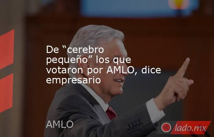 De “cerebro pequeño” los que votaron por AMLO, dice empresario. Noticias en tiempo real