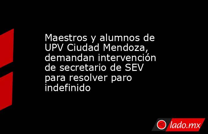 Maestros y alumnos de UPV Ciudad Mendoza, demandan intervención de secretario de SEV para resolver paro indefinido. Noticias en tiempo real