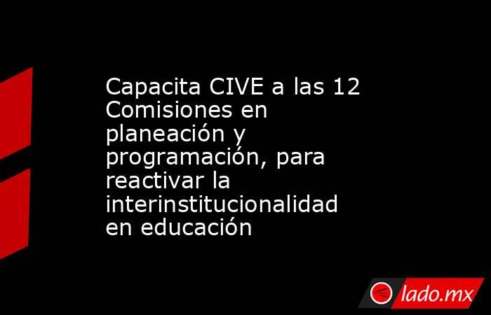 Capacita CIVE a las 12 Comisiones en planeación y programación, para reactivar la interinstitucionalidad en educación. Noticias en tiempo real