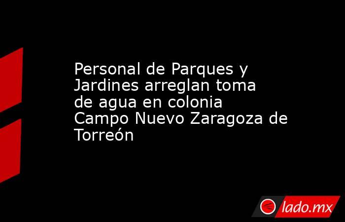 Personal de Parques y Jardines arreglan toma de agua en colonia Campo Nuevo Zaragoza de Torreón
. Noticias en tiempo real