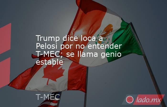 Trump dice loca a Pelosi por no entender T-MEC; se llama genio estable. Noticias en tiempo real